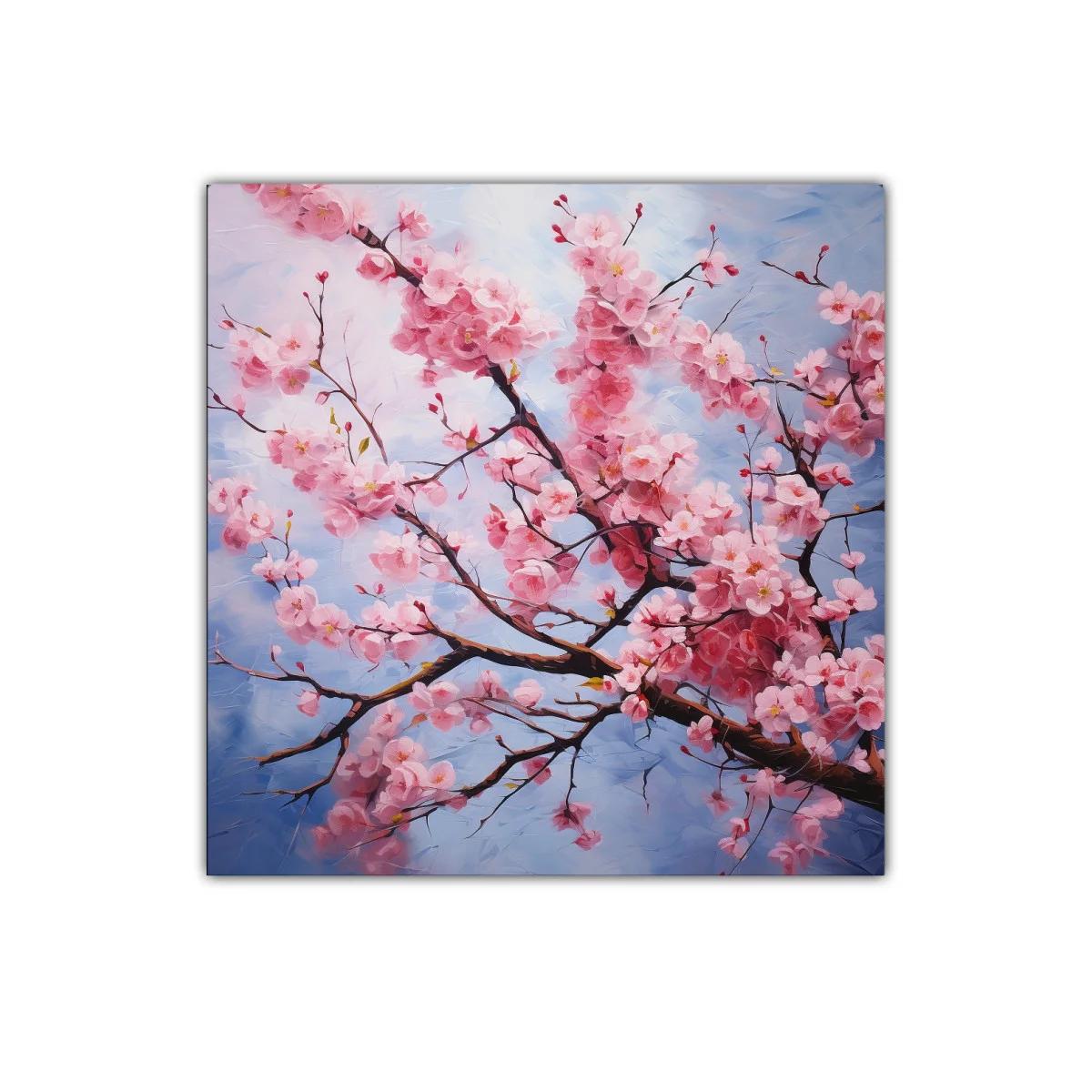 Rama de flores rosas sobre fondo azul celeste — imagen principal