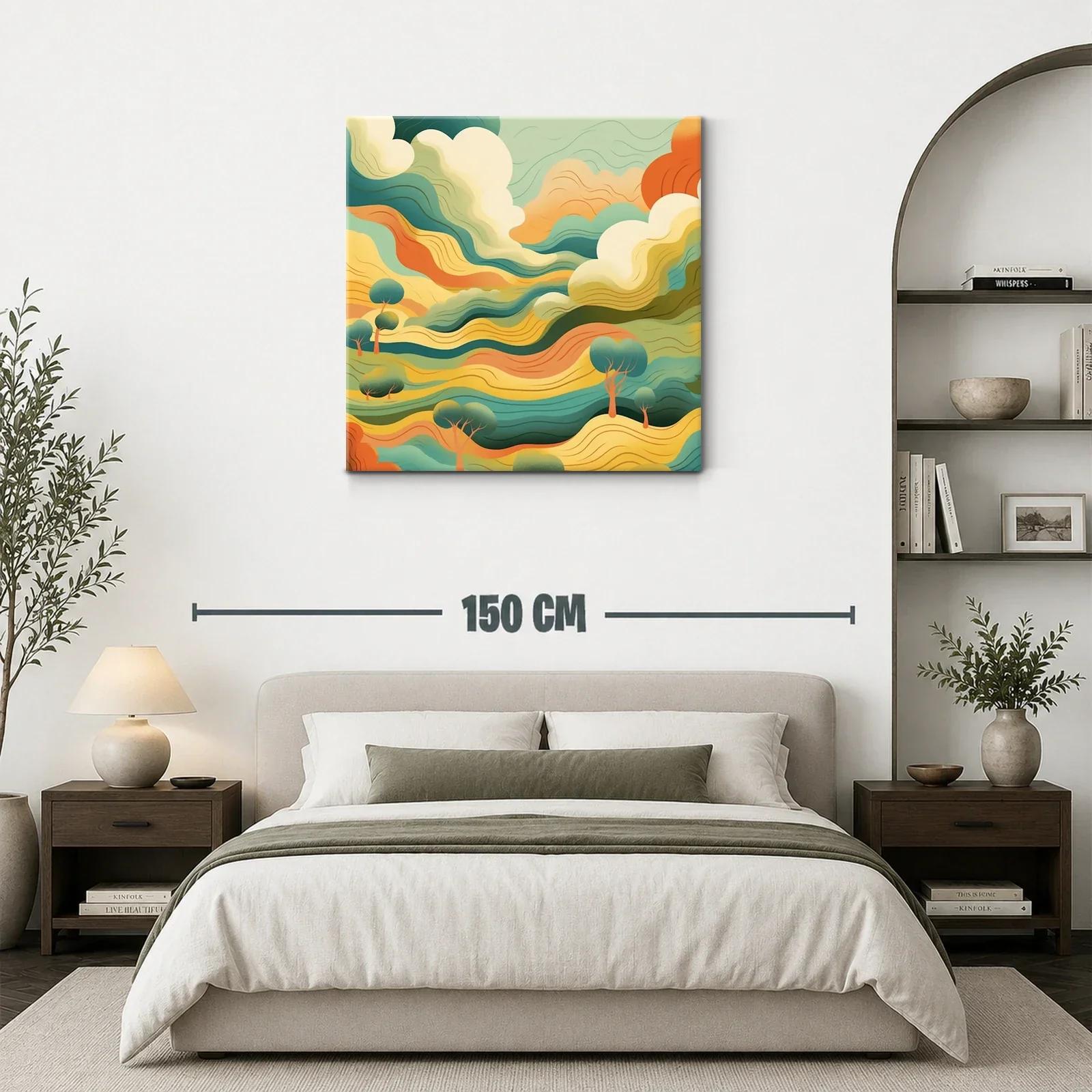 Paisaje abstracto en tonos cálidos y verdes vibrantes — miniatura 3