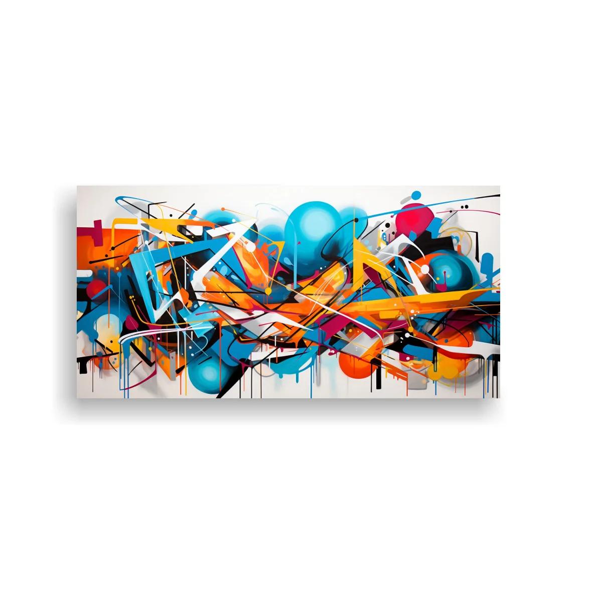 Cuadro abstracción geométrica con esferas y planos angulares