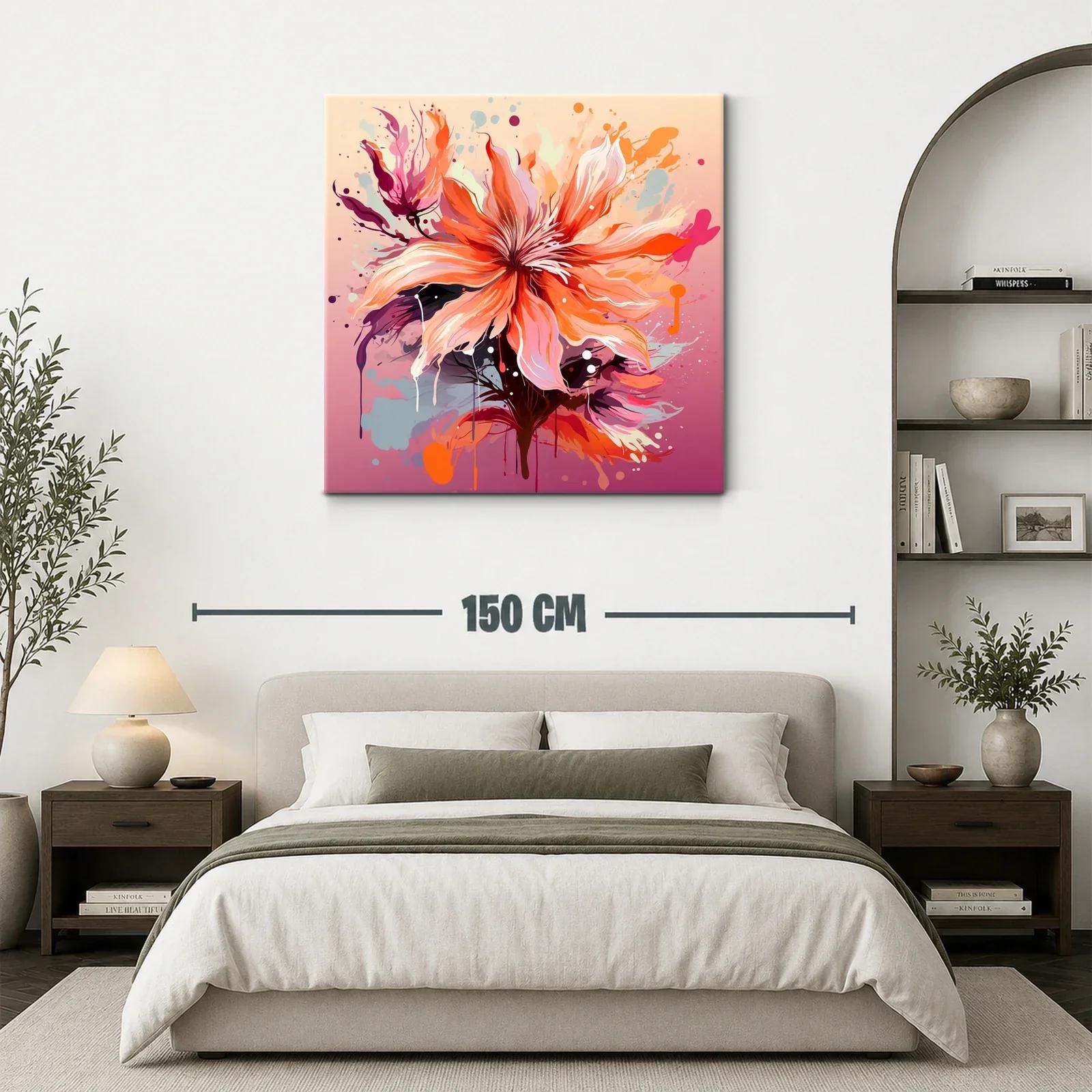 Cuadro floral vibrante con tonos cálidos y modernos — miniatura 3