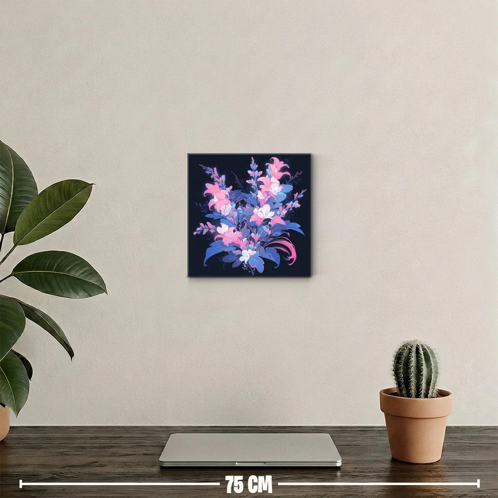 Cuadro decorativo con ramo floral en tonos azules y rosas — miniatura 2