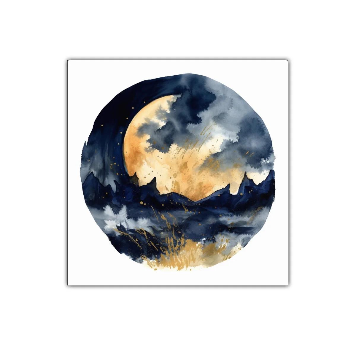 Paisaje nocturno con luna llena y montañas estilizadas — imagen principal