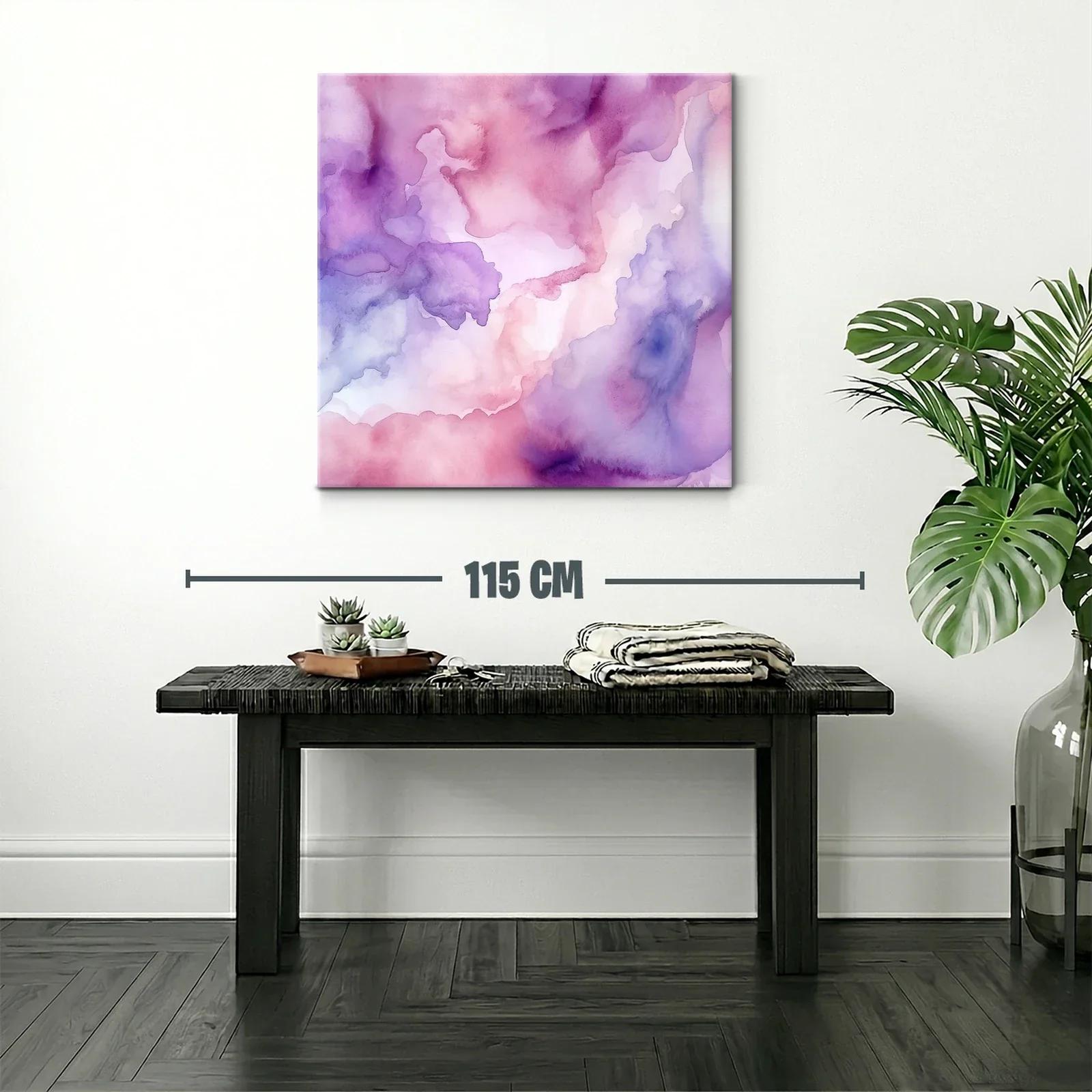 Cuadro abstracto en tonos suaves de morado y rosa — miniatura 2
