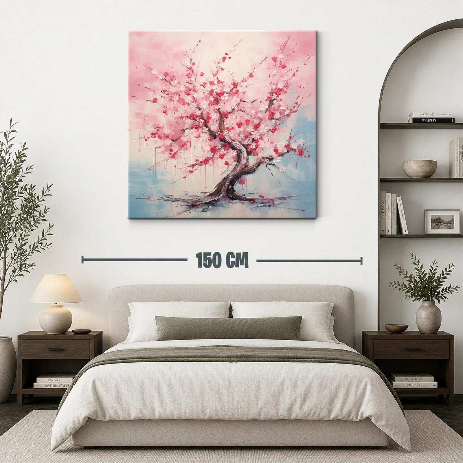 Cuadro árbol de flores rosas en tonos suaves y delicados — miniatura 3