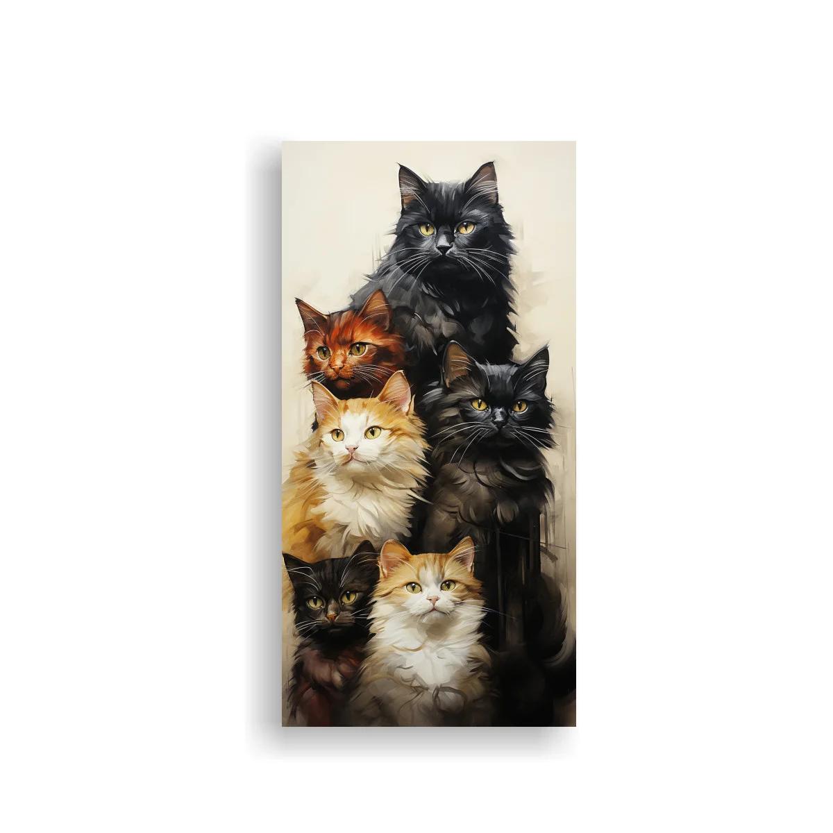 Cuadro grupo de gatos de pelo largo en tonos crema y negro — imagen principal