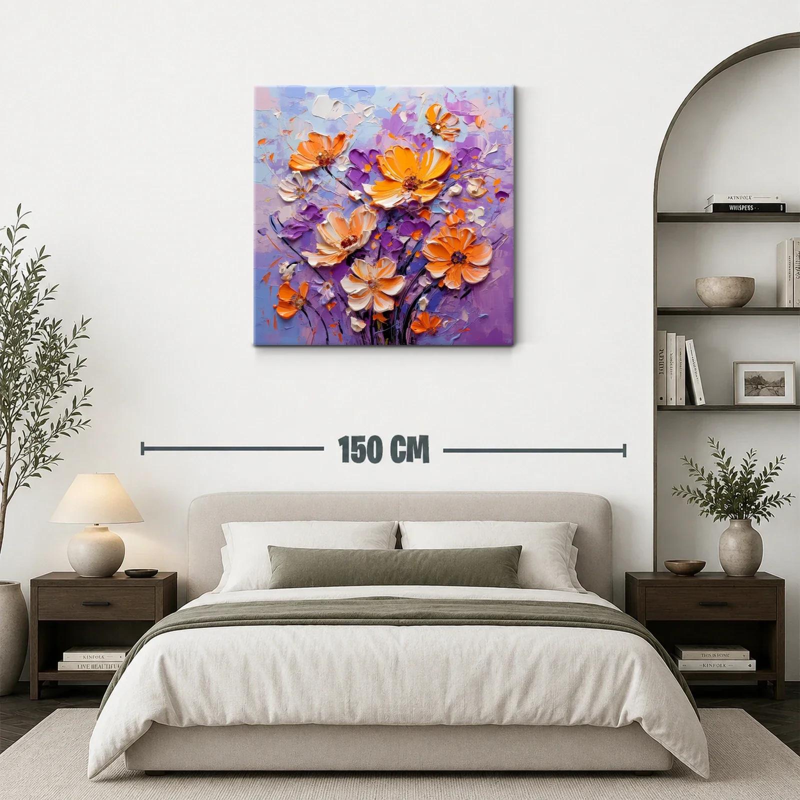 Ramo moderno con flores naranjas y violetas vibrantes — miniatura 3