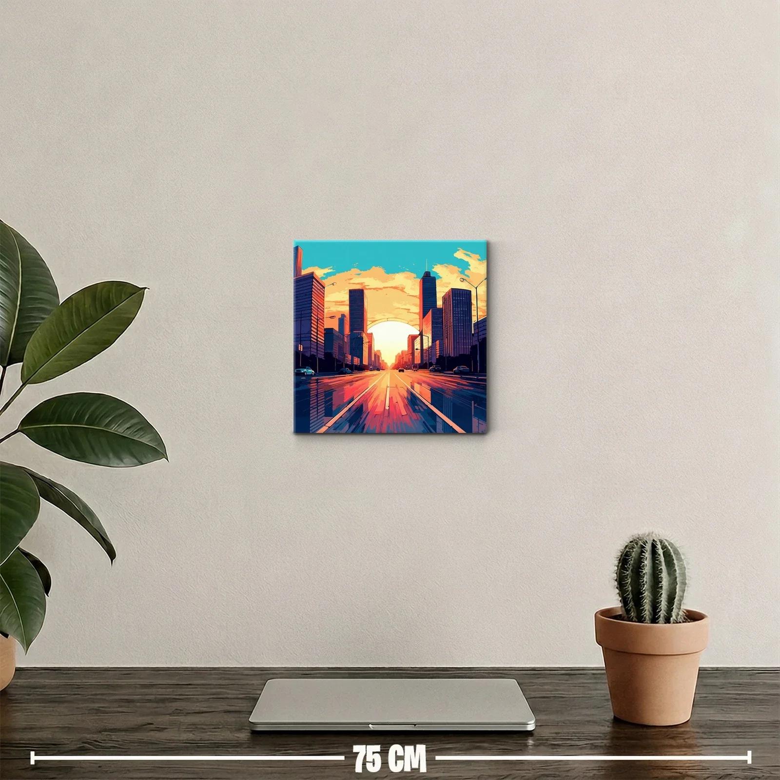 Atardecer urbano con reflejos vibrantes en la ciudad — miniatura 2