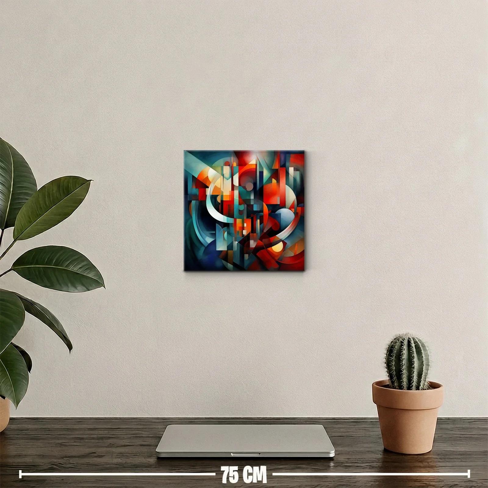 Composición abstracta en tonos cálidos y fríos equilibrados — miniatura 2