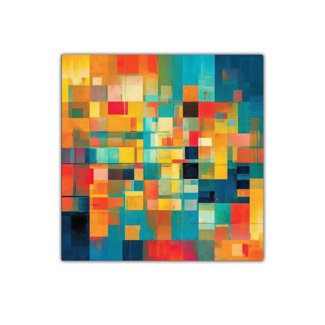 Cuadro decorativo con composición geométrica en colores vivos