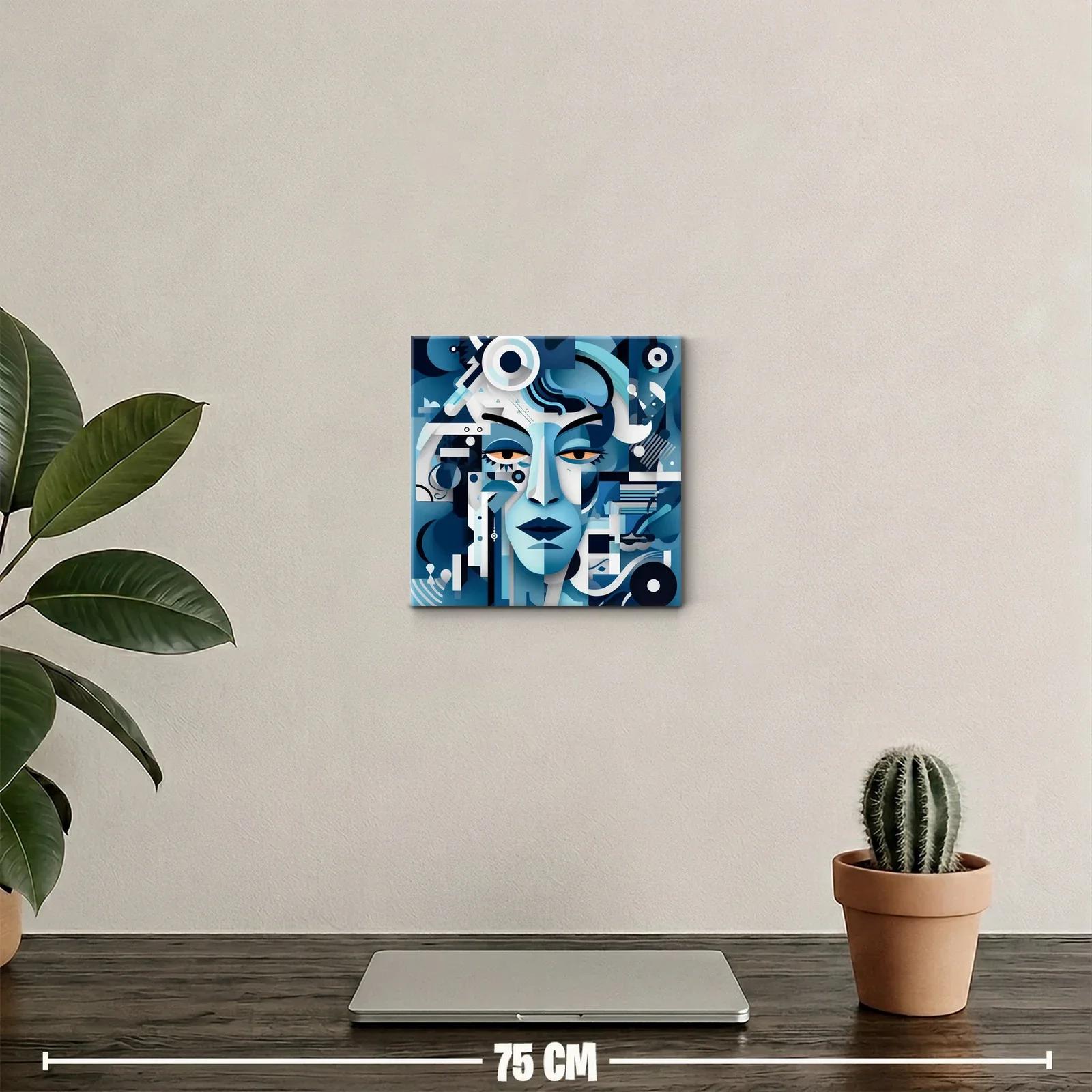 Rostro abstracto en tonos azules con estilo geométrico — miniatura 2
