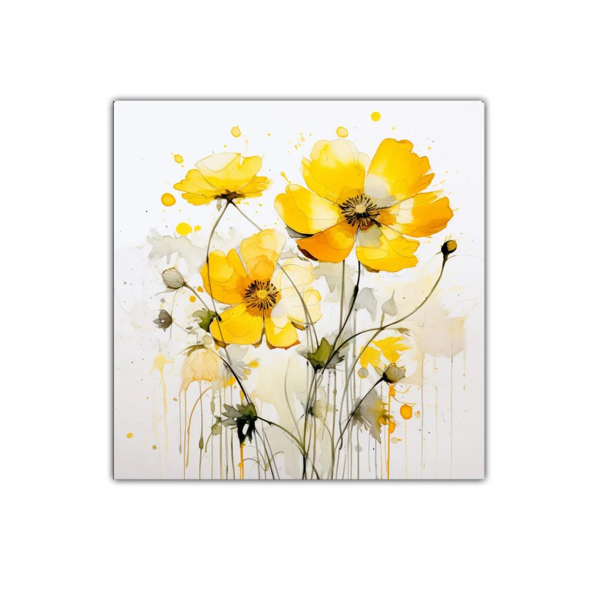 Cuadro decorativo con flores amarillas vibrantes y suaves — imagen principal