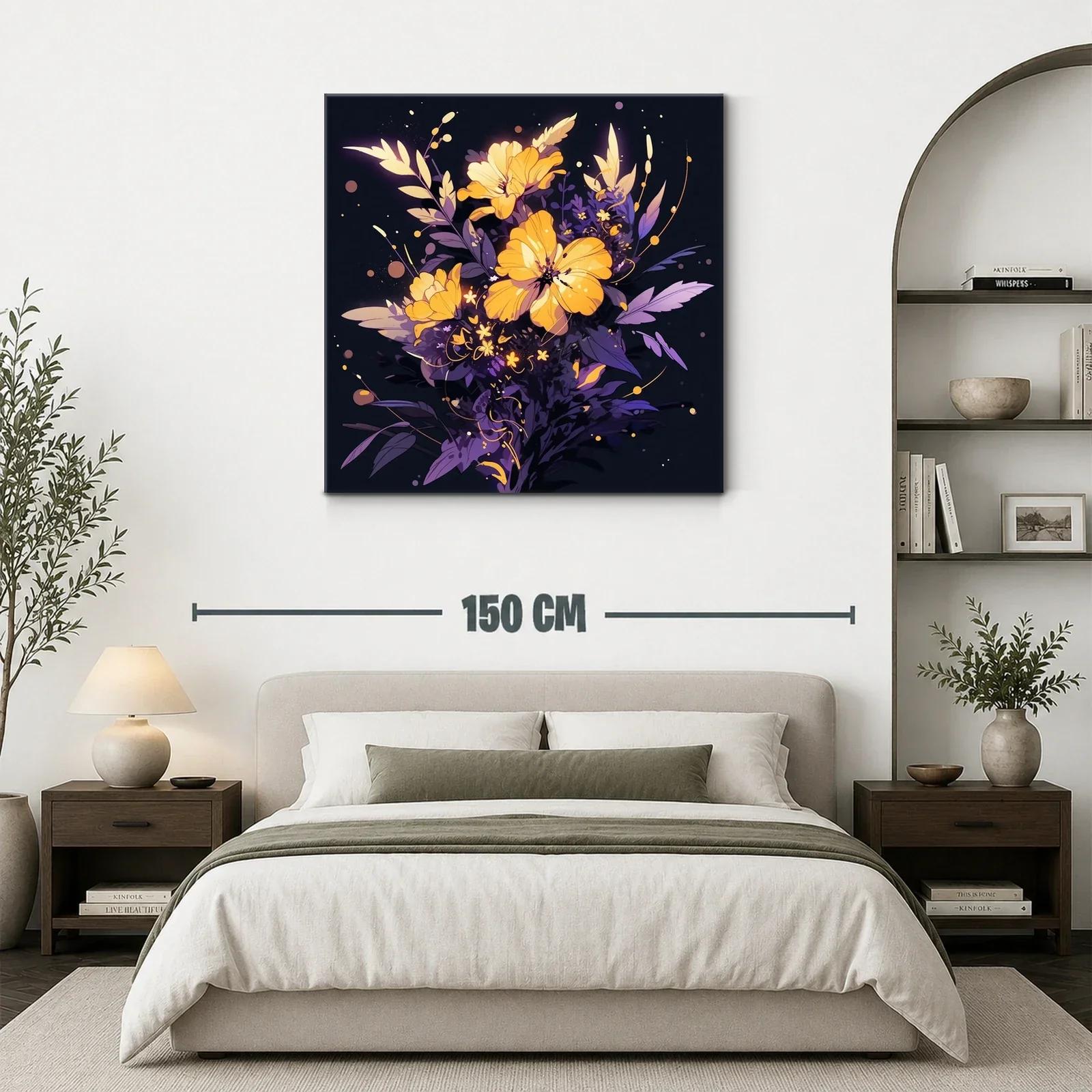 Ramo vibrante de flores amarillas con tonos púrpuras — miniatura 3