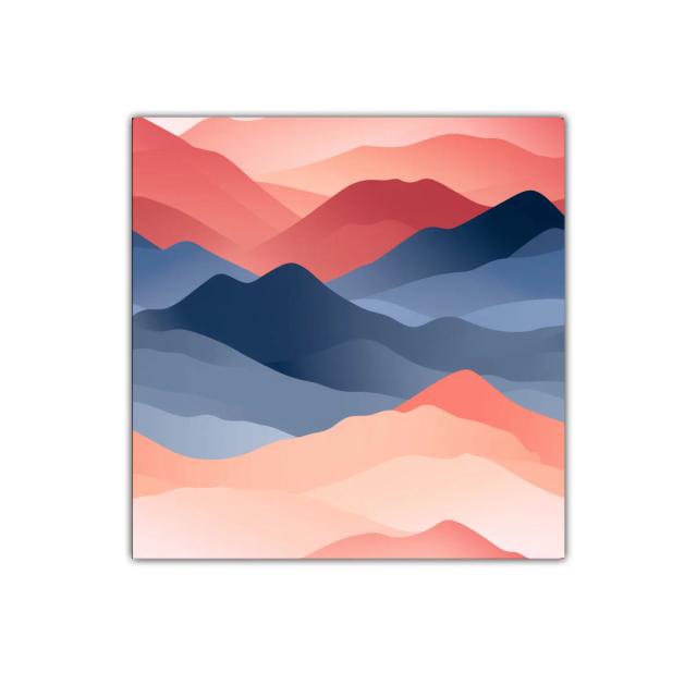 Paisaje abstracto de montañas en tonos cálidos y azules