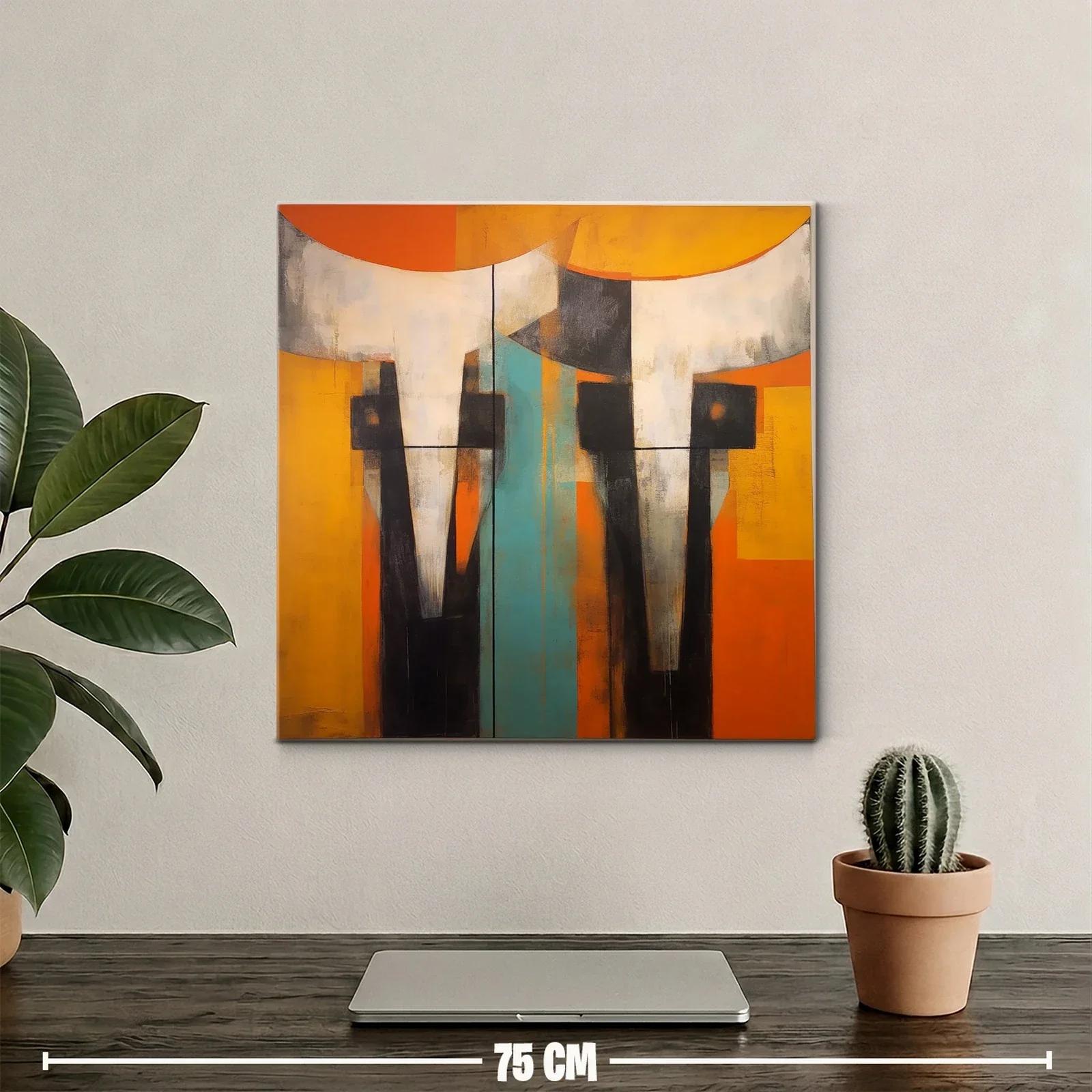 Composición abstracta en tonos cálidos y contrastes geométricos — miniatura 2