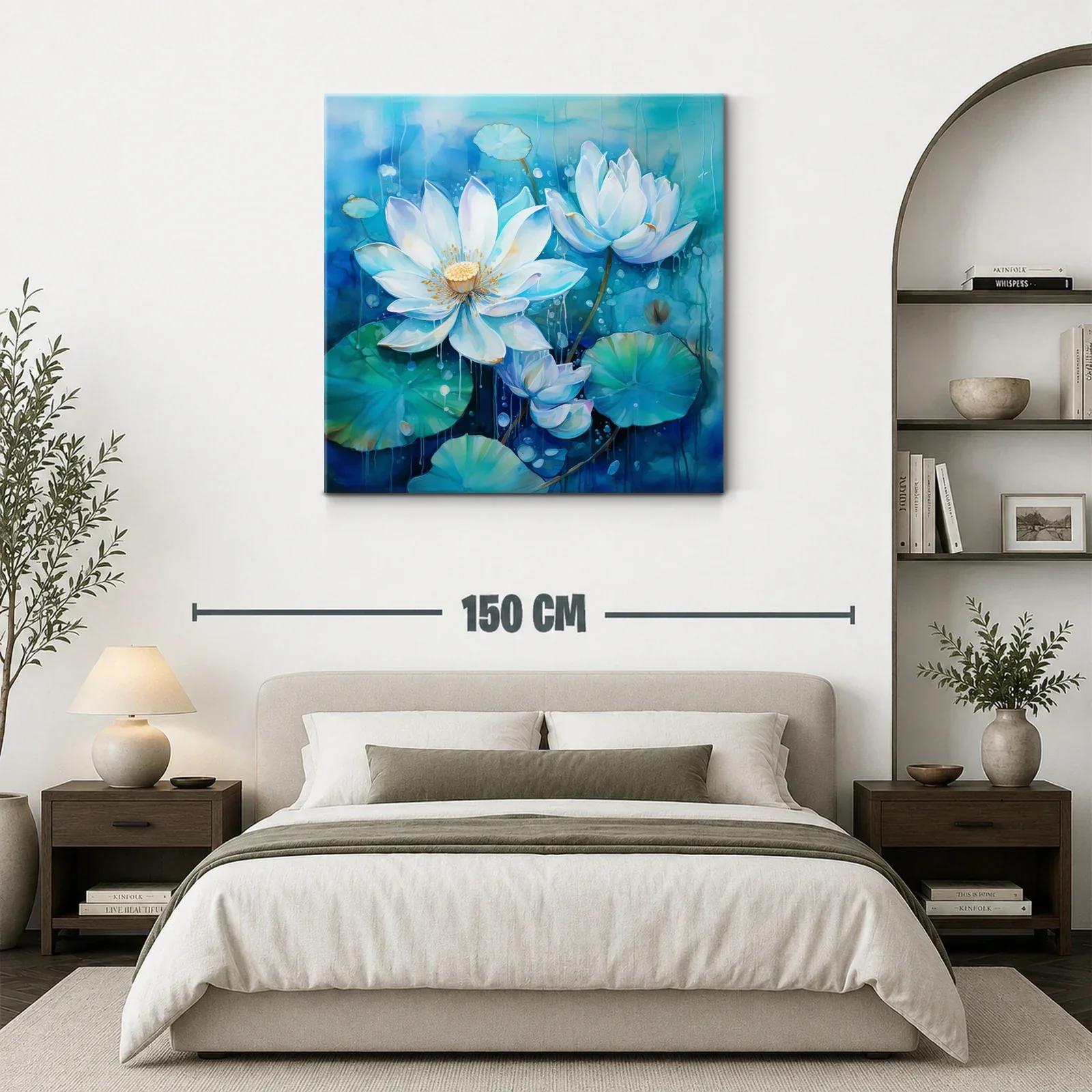 Elegancia de flores blancas sobre fondo azul profundo — miniatura 3