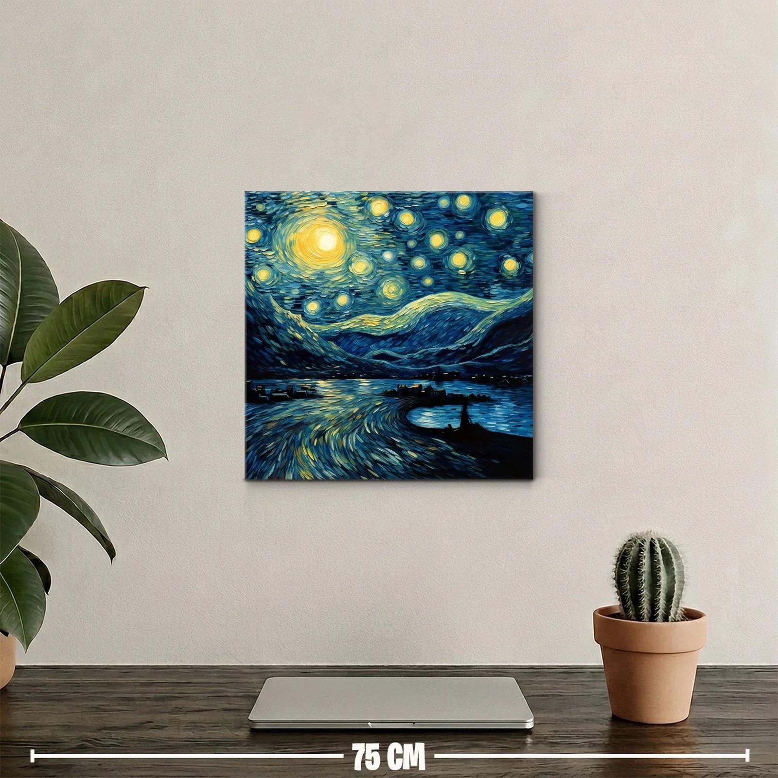 Paisaje nocturno con cielo estrellado y reflejos vibrantes — miniatura 2