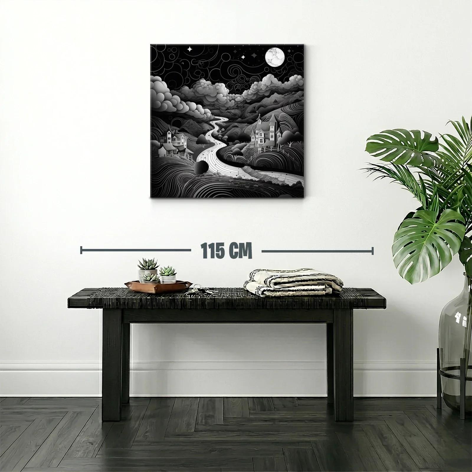Paisaje nocturno onírico con río bajo la luna llena — miniatura 2