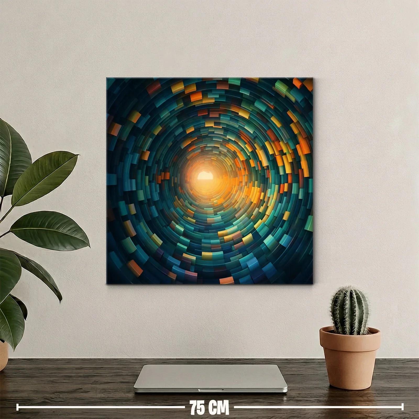Composición circular en tonos azulados y cálidos energéticos — miniatura 2