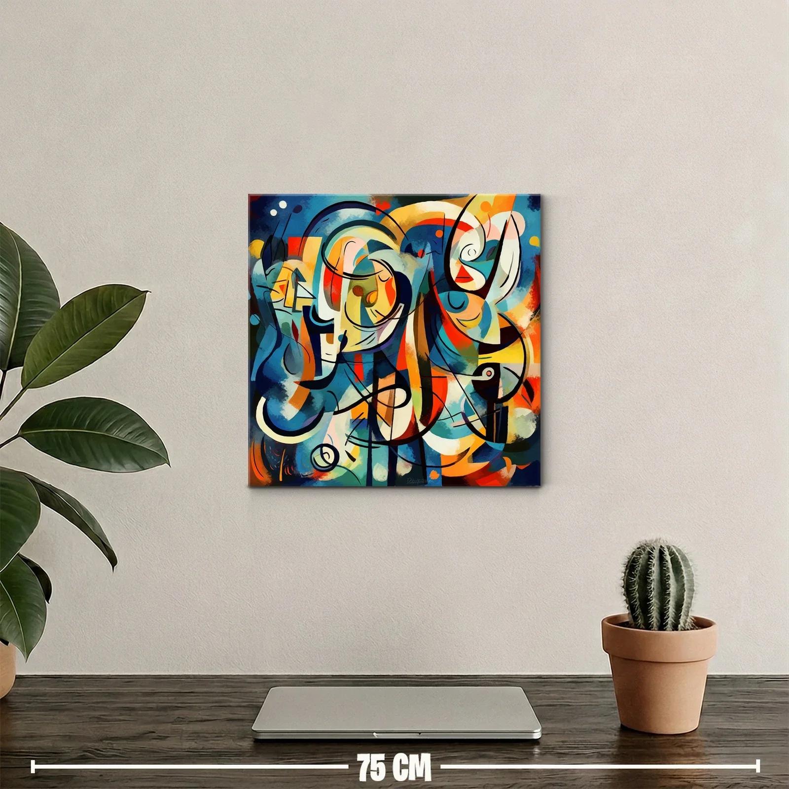 Cuadro abstracto con vibrantes formas y líneas dinámicas — miniatura 2