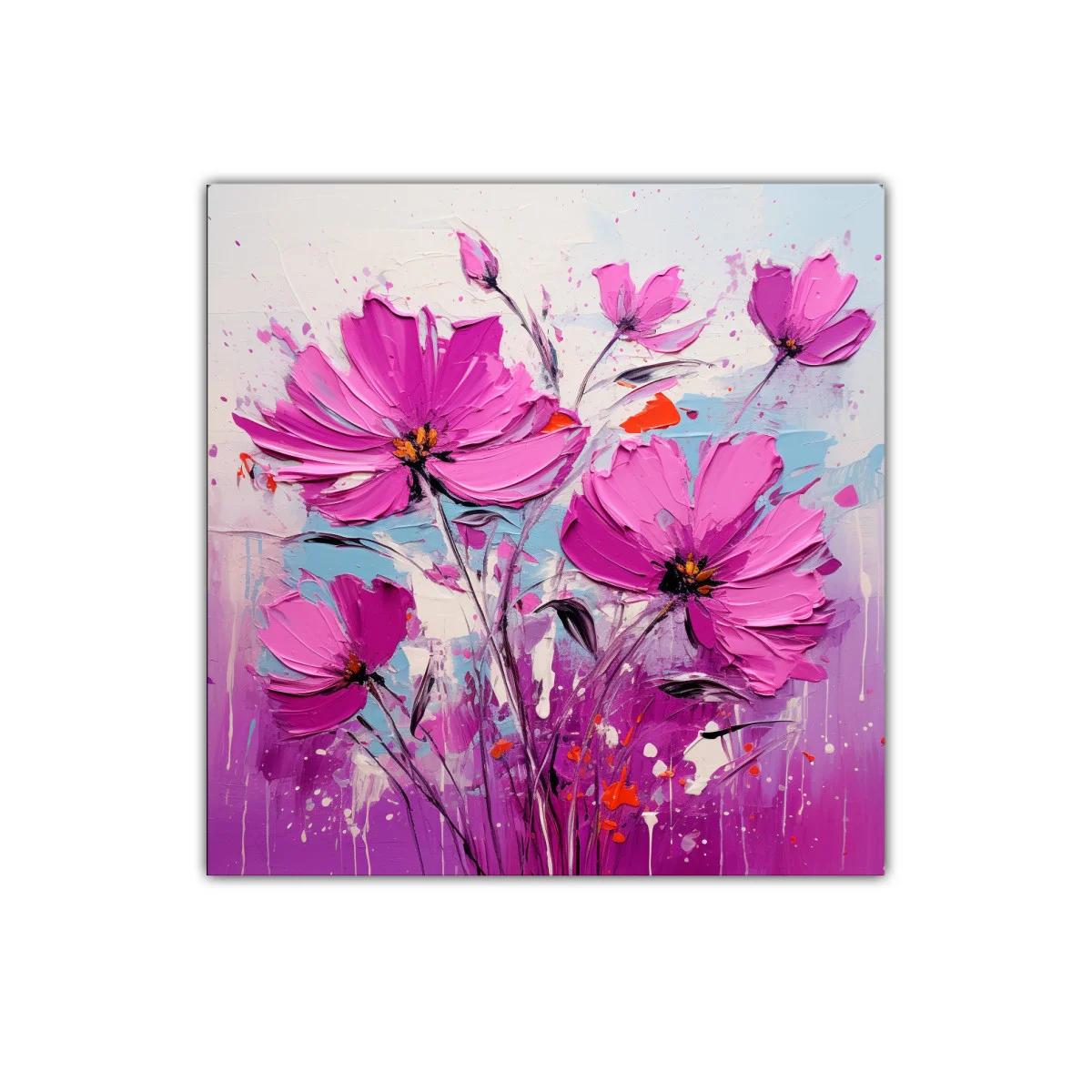 Cuadro decorativo flores fucsias vibrantes y delicadas