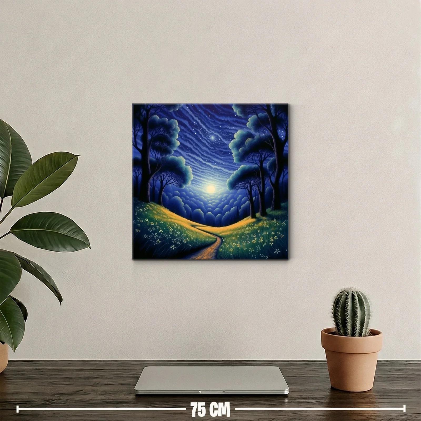 Paisaje nocturno con sendero y cielo estrellado — miniatura 2