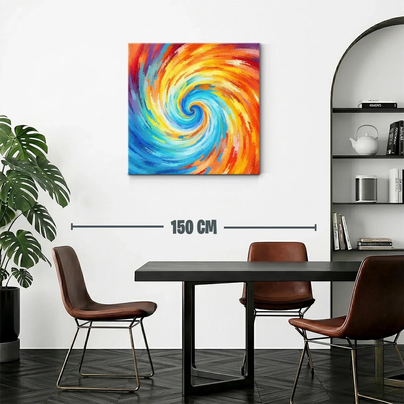 Cuadro abstracto espiral con vibrantes tonos cálidos y fríos — miniatura 2