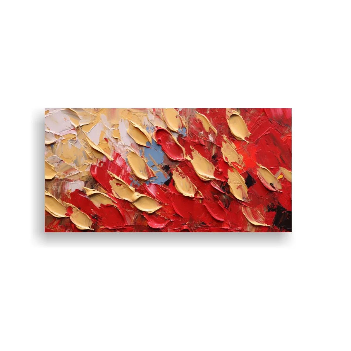 Cuadro pétalos rojos con textura empastada