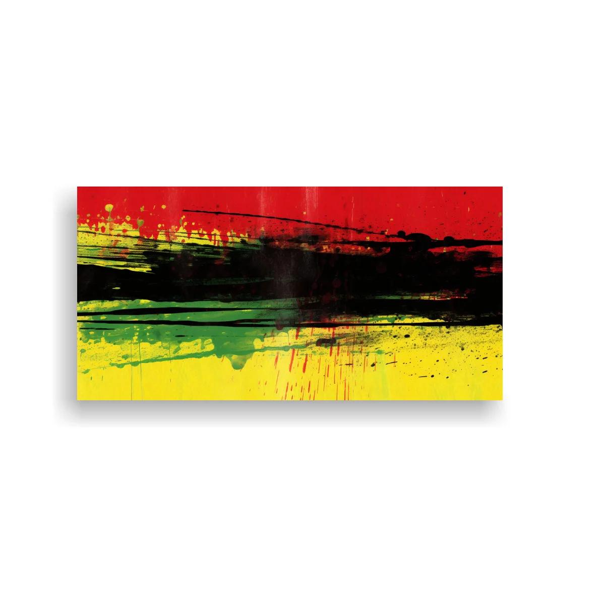 Cuadro franjas de pintura roja amarilla y negra con goteos