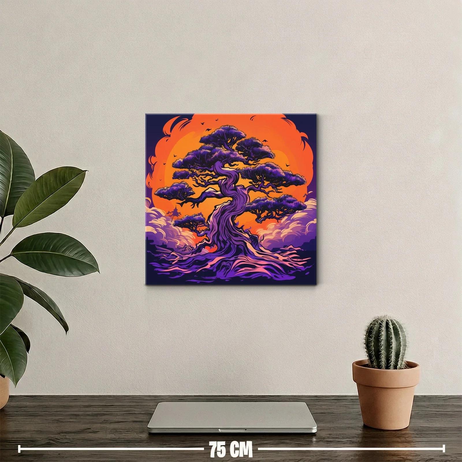 Árbol místico en contraste vibrante con fondo ardiente — miniatura 2