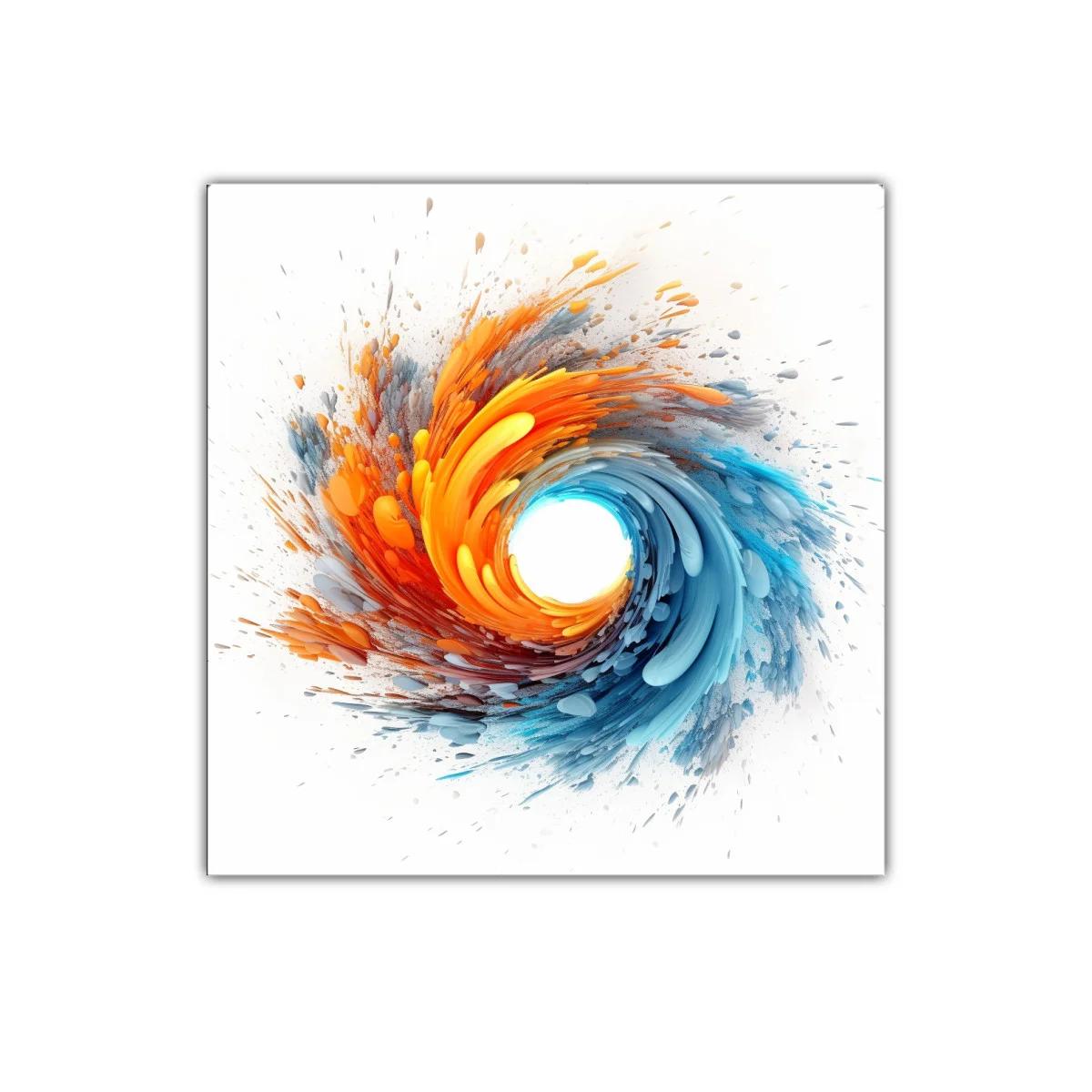 Cuadro decorativo de espiral dinámica en tonos cálidos y fríos