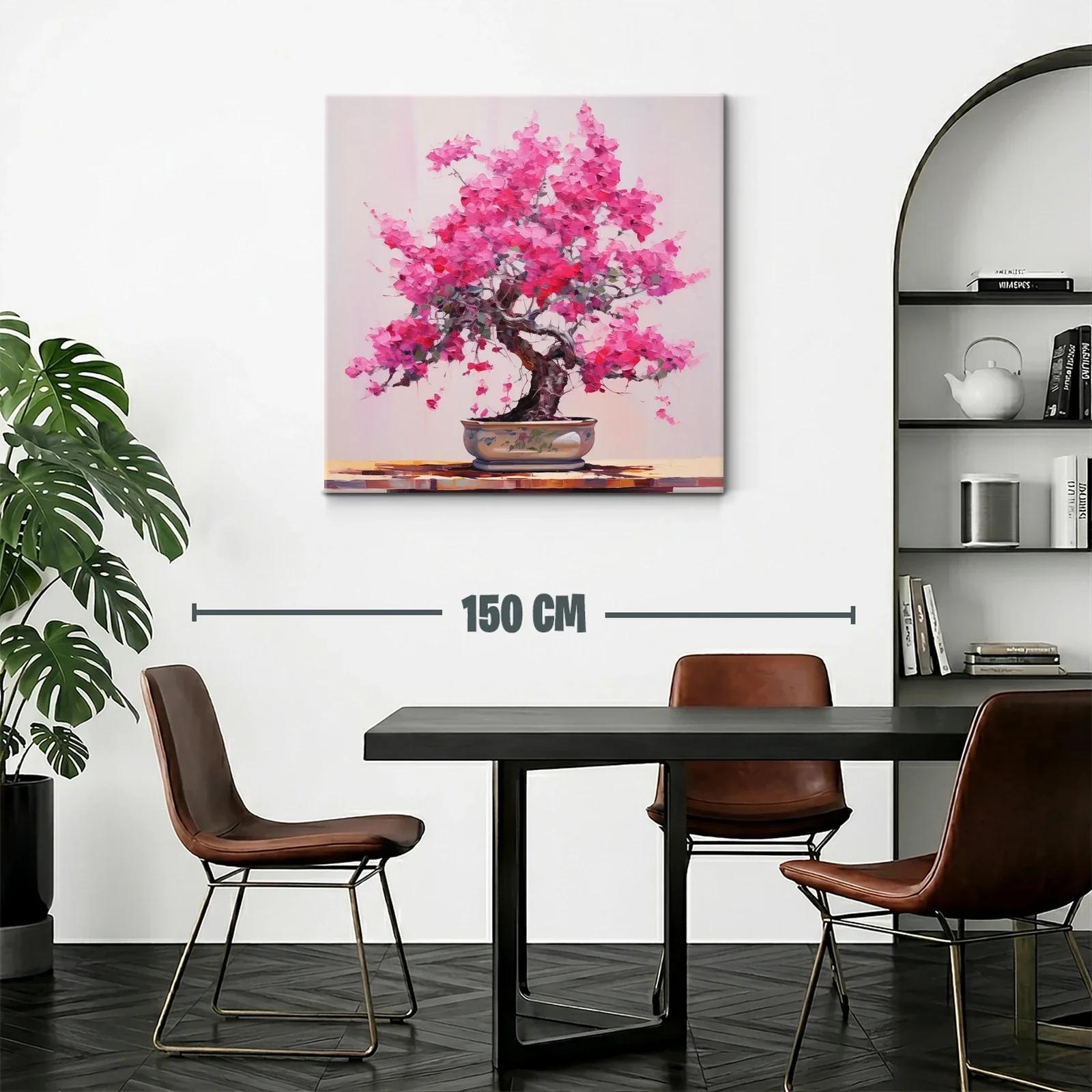 Cuadro con árbol de flores rosas en maceta elegante — miniatura 2