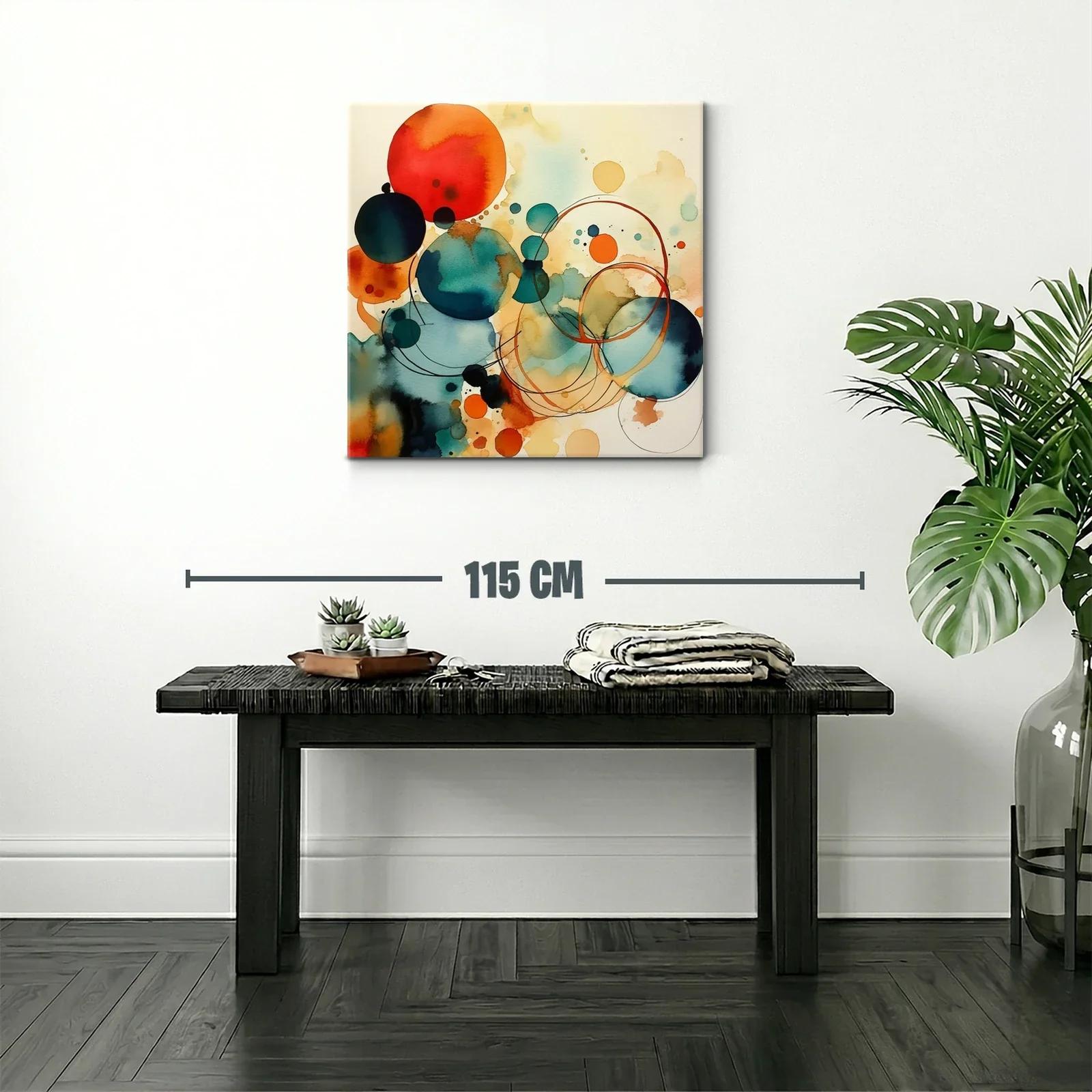 Composición abstracta con círculos en tonos cálidos y fríos — miniatura 2