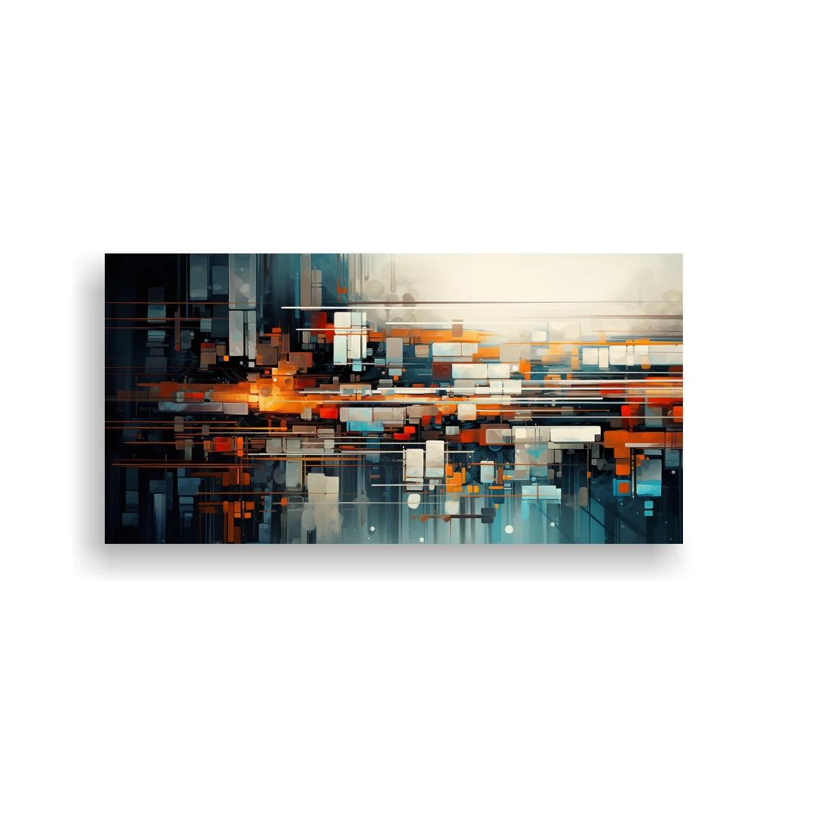 Cuadro abstracción urbana con reflejo luminoso