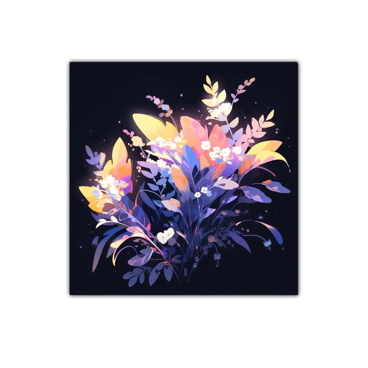 Ramo de flores iluminadas con tonos cálidos y fríos — imagen principal