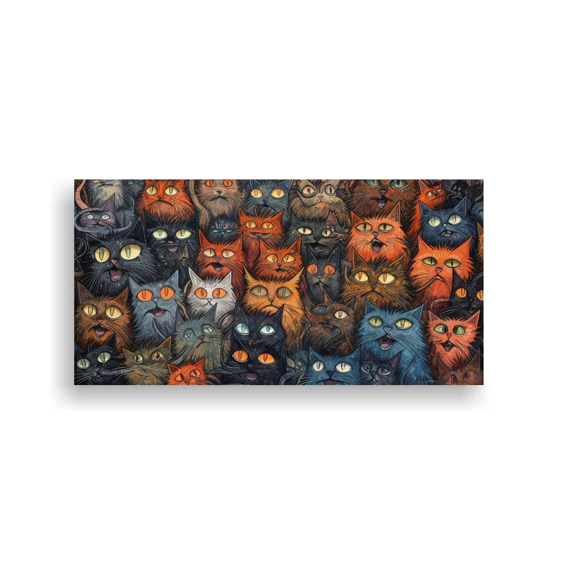 Cuadro grupo de gatos con rostros apiñados