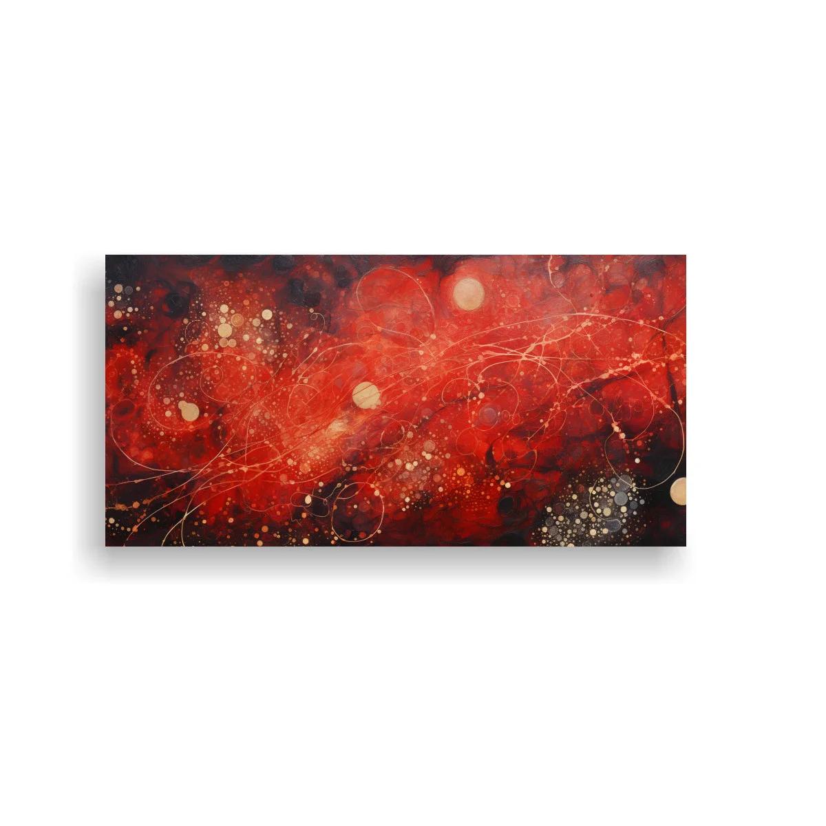 Cuadro abstracción roja con líneas en movimiento y salpicaduras