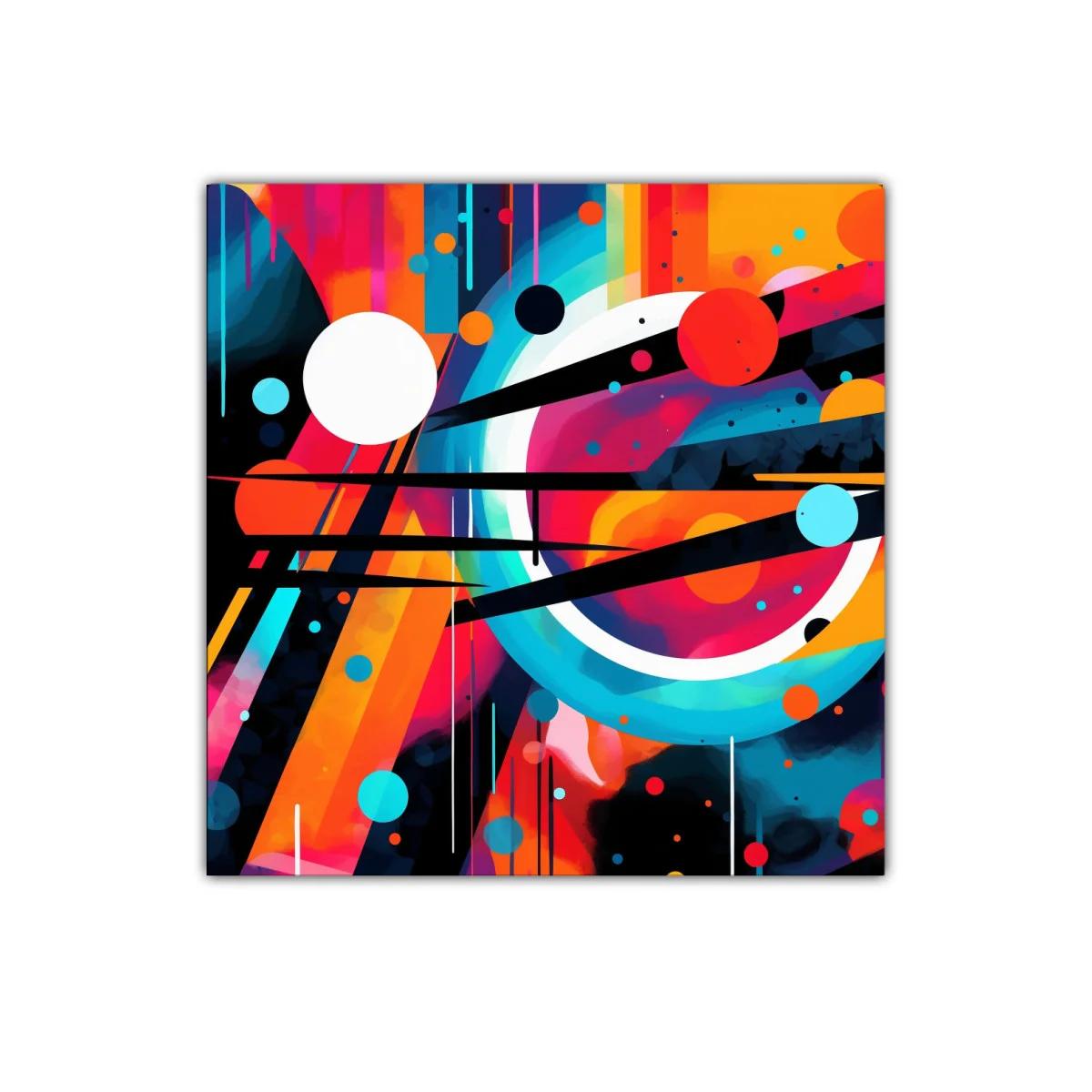 Cuadro abstracto con formas geométricas y colores vibrantes