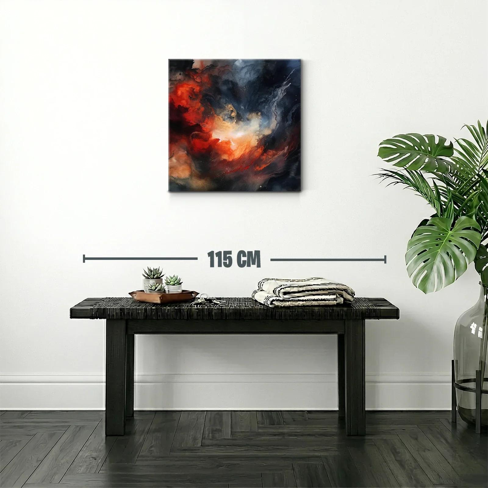Cuadro abstracto con explosión en tonos cálidos y oscuros — miniatura 2