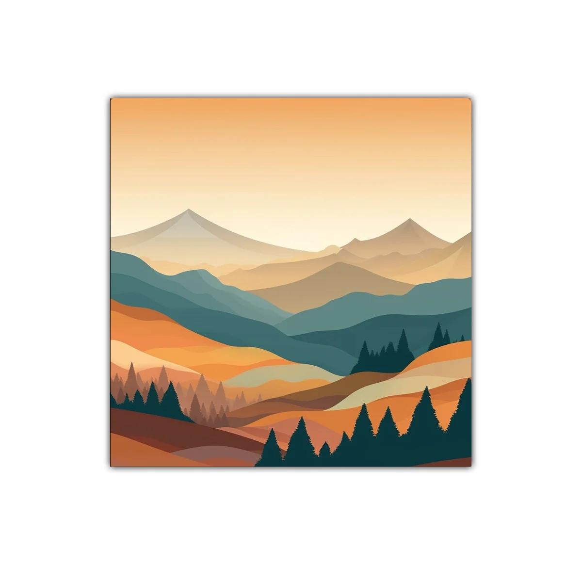 Paisaje montañoso en tonos cálidos y verdes suaves — imagen principal