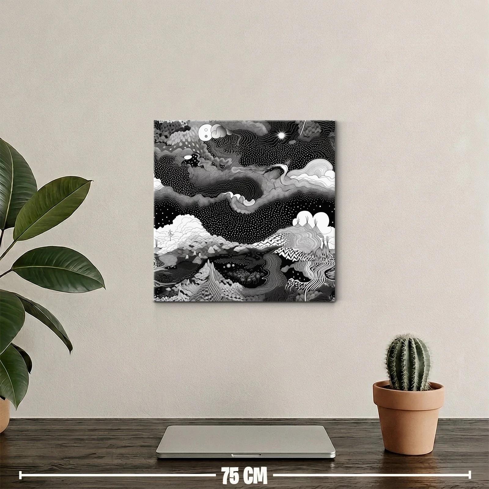 Paisaje cósmico abstracto en blanco y negro impactante — miniatura 2