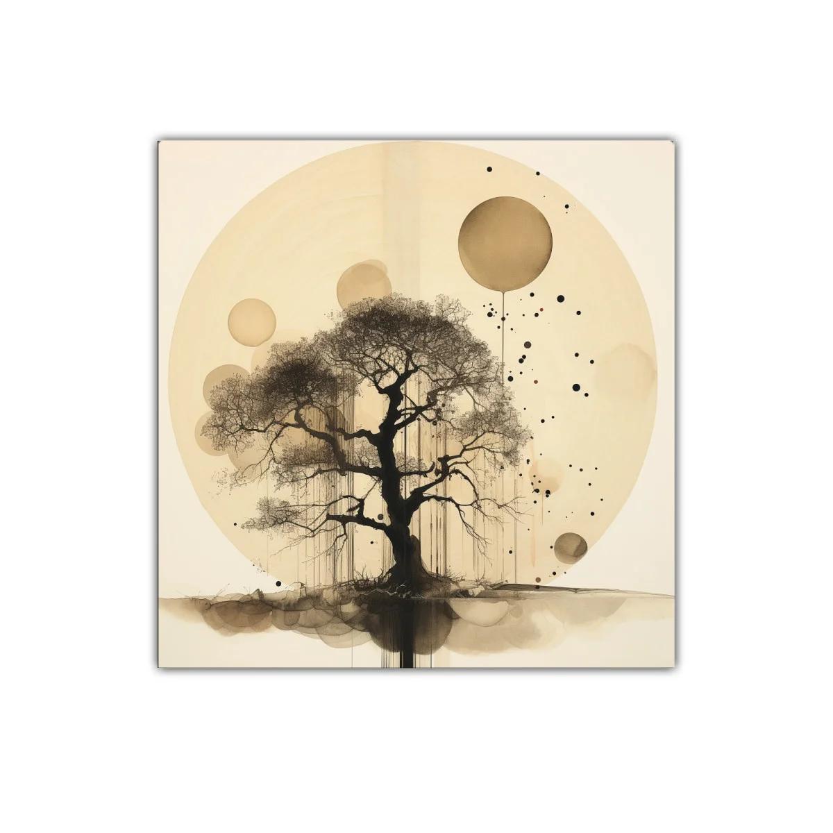 Árbol abstracto con círculos en tonos sepia — imagen principal