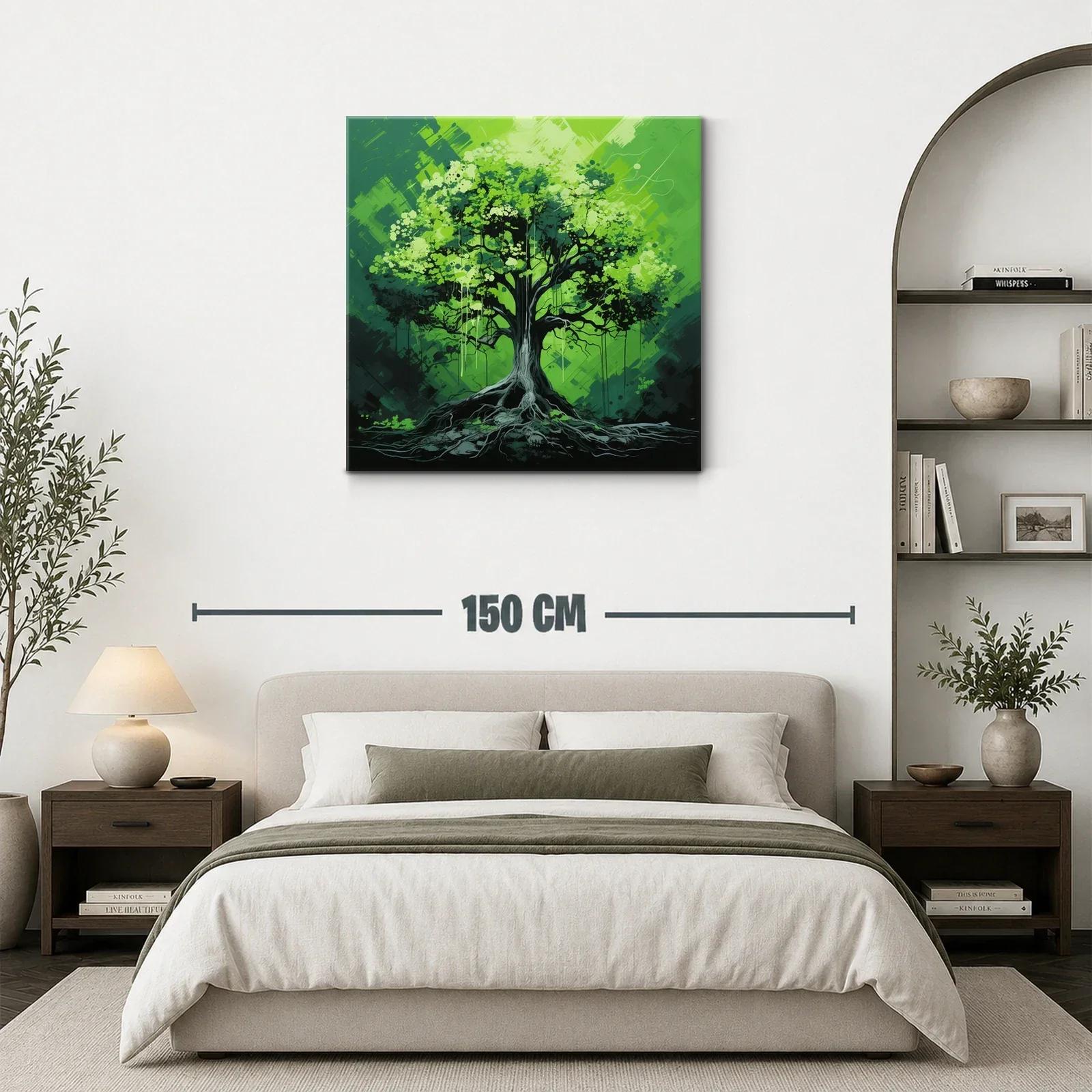Cuadro árbol verde con raíces y copa frondosa — miniatura 3