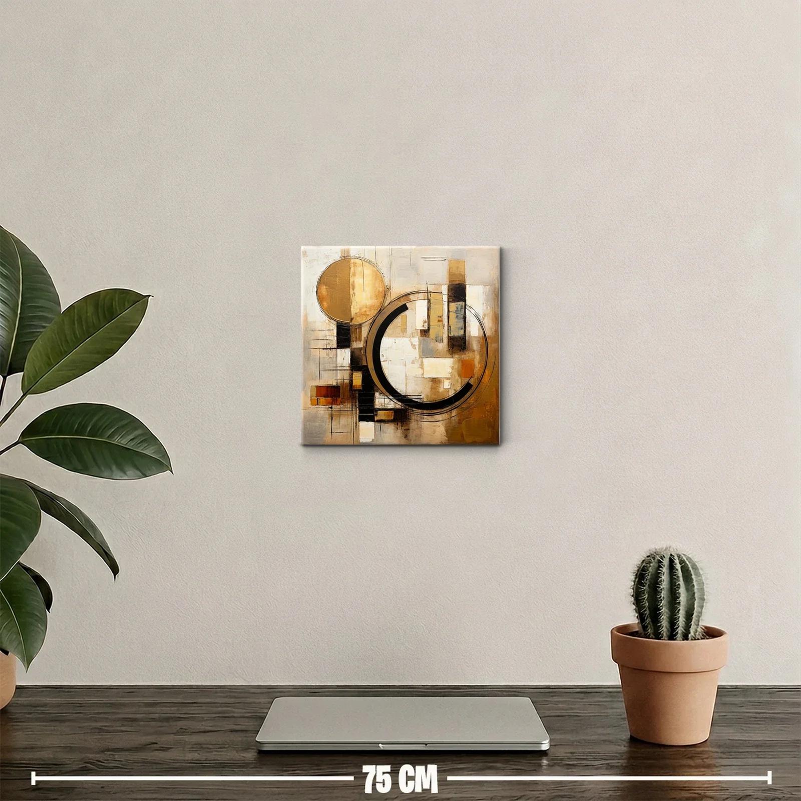 Composición abstracta con círculos y formas geométricas cálidas — miniatura 2