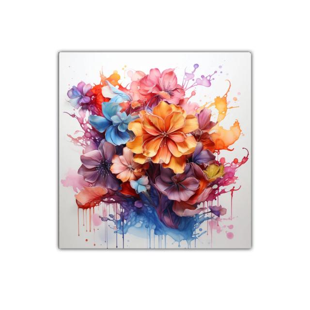Cuadro decorativo con flores vibrantes y formas fluidas