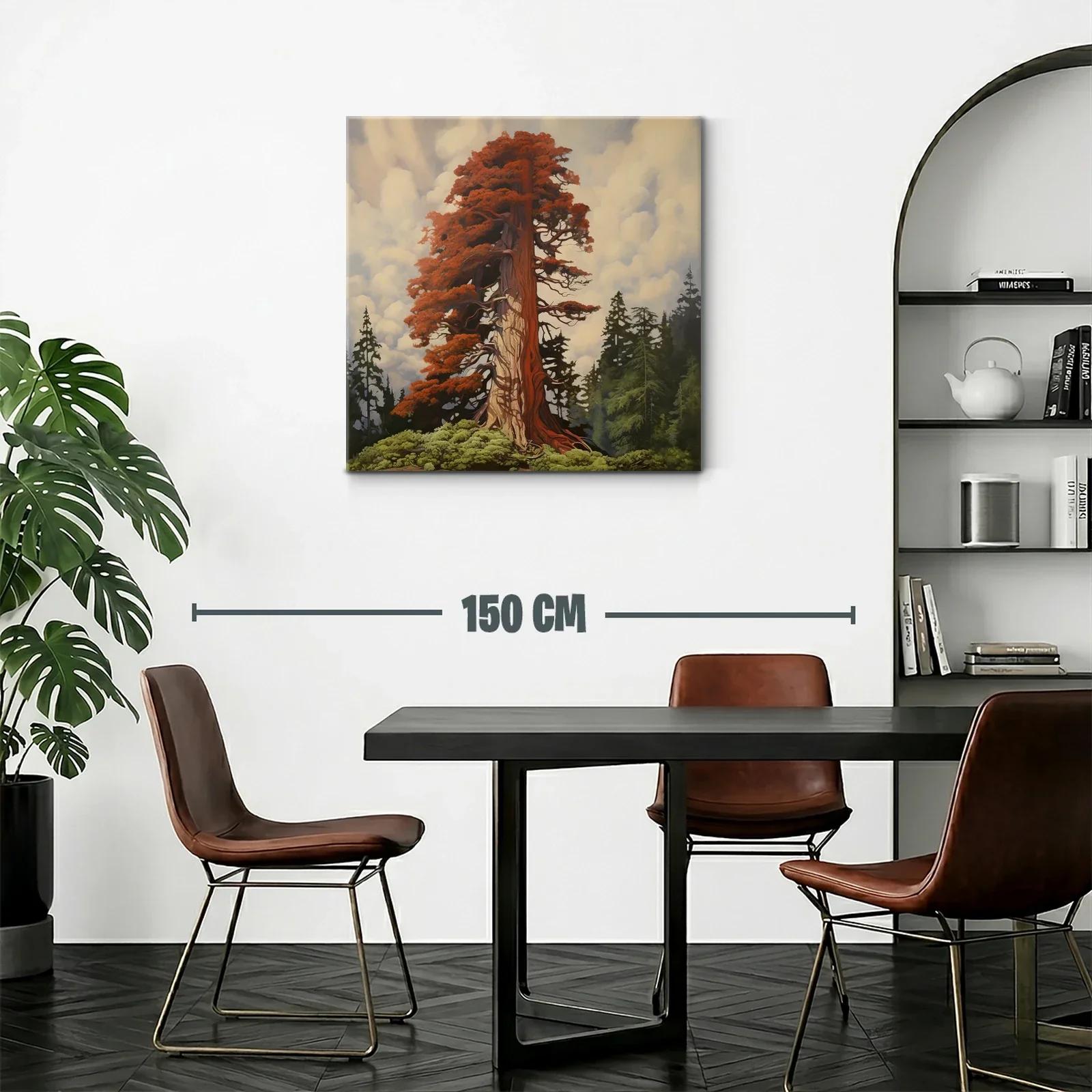 Imponente árbol rojizo entre bosque y cielo nublado — miniatura 2