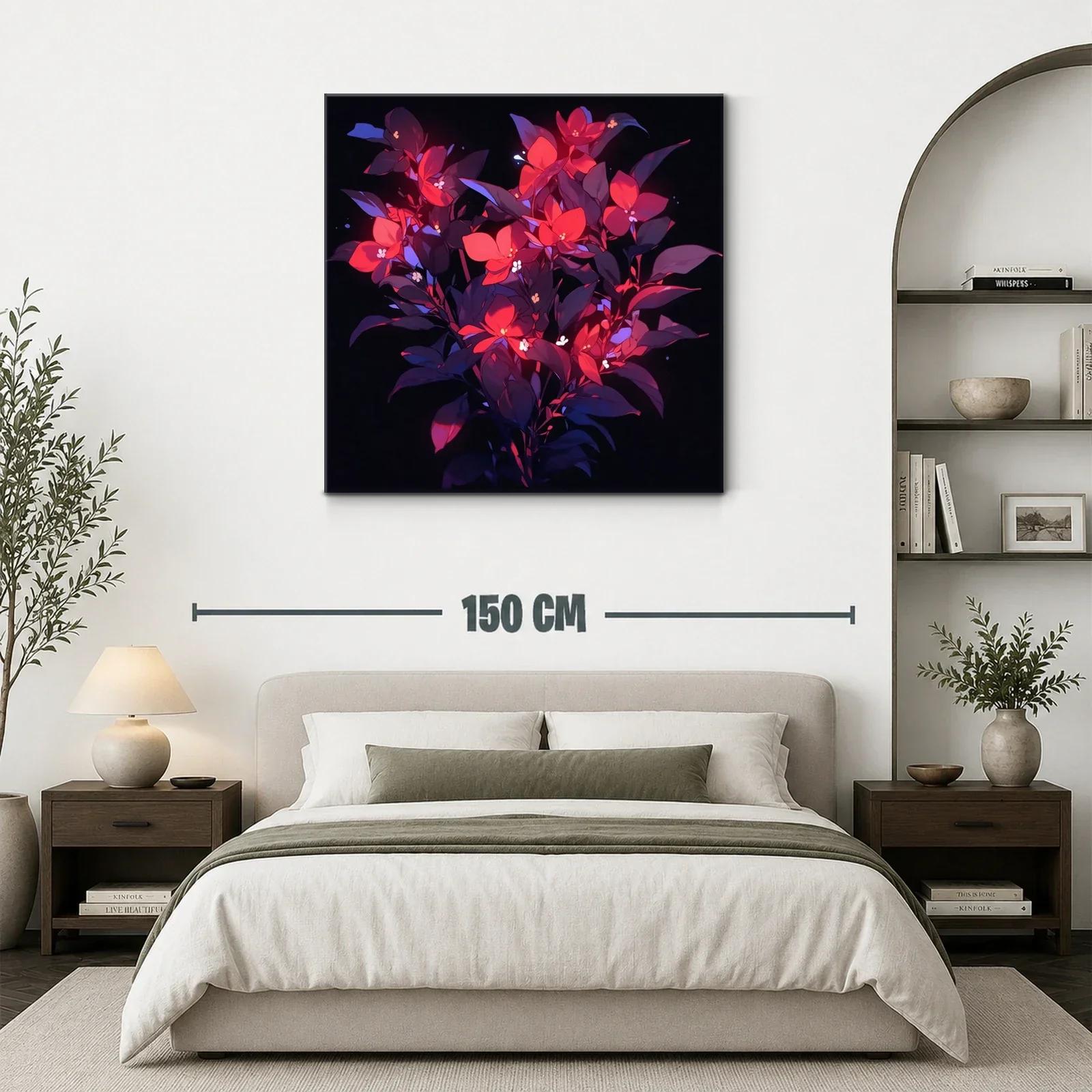 Ramo vibrante con flores rojas y hojas violetas intensas — miniatura 3