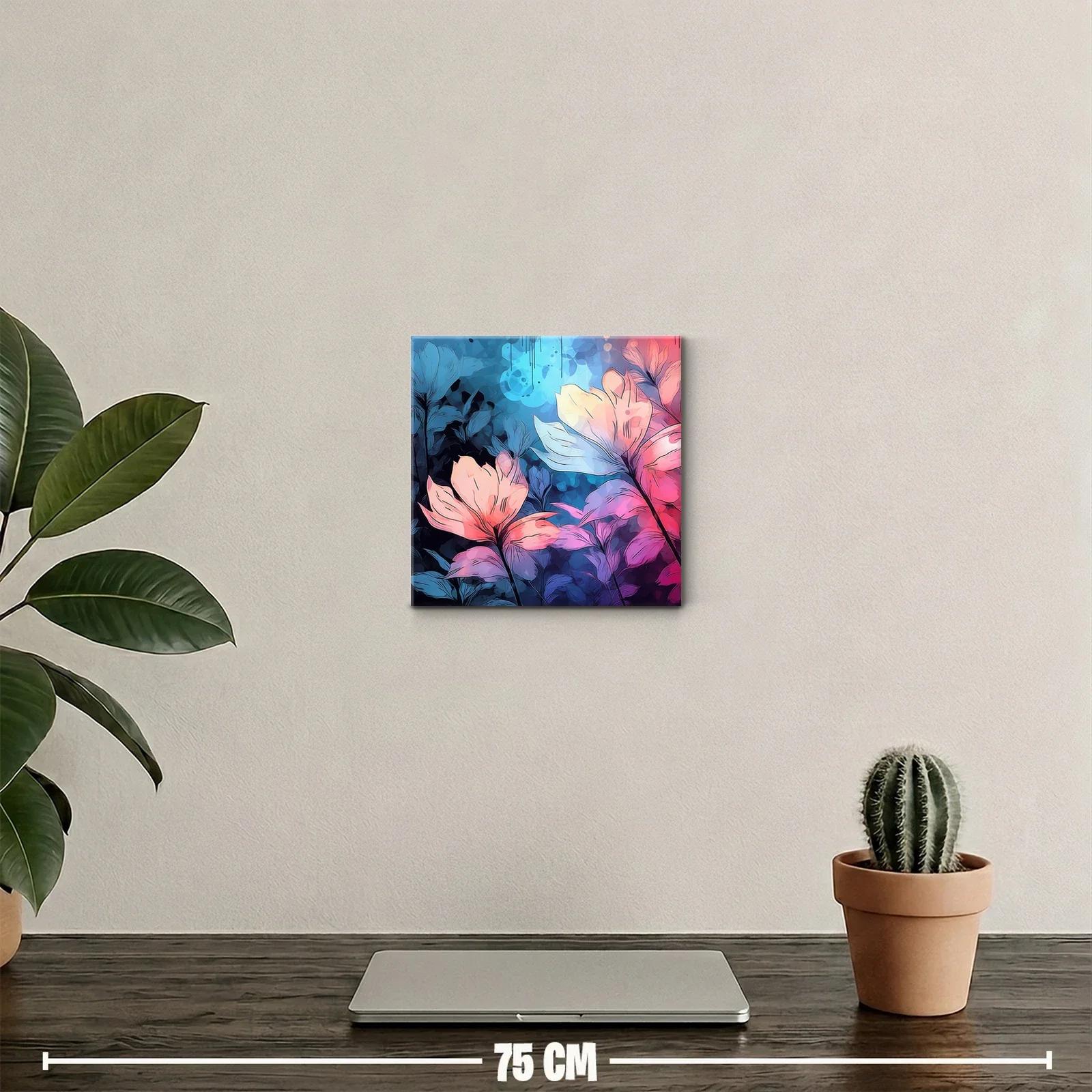 Flores vibrantes en tonos rosa y azul con estilo moderno — miniatura 2