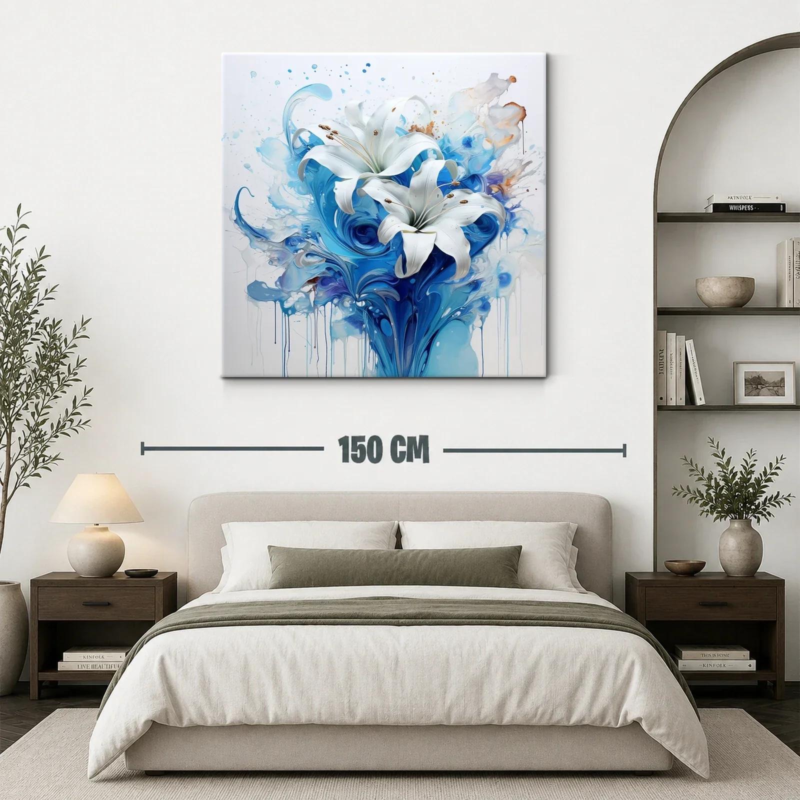 Elegancia floral en tonos azules y blanco puro — miniatura 3