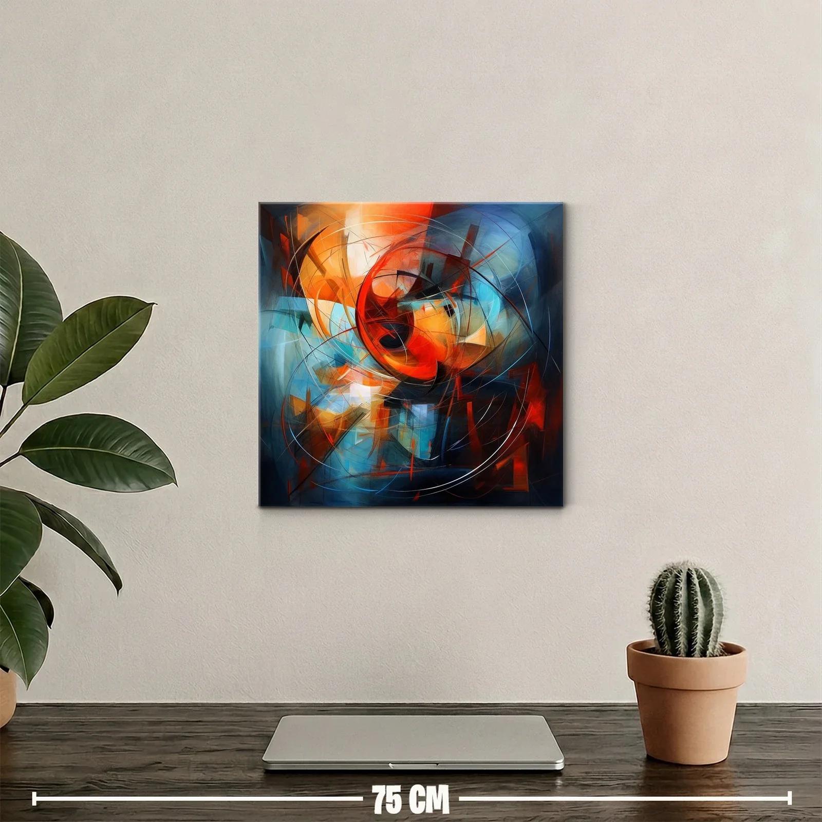 Cuadro abstracto con vibrantes tonos cálidos y fríos — miniatura 2