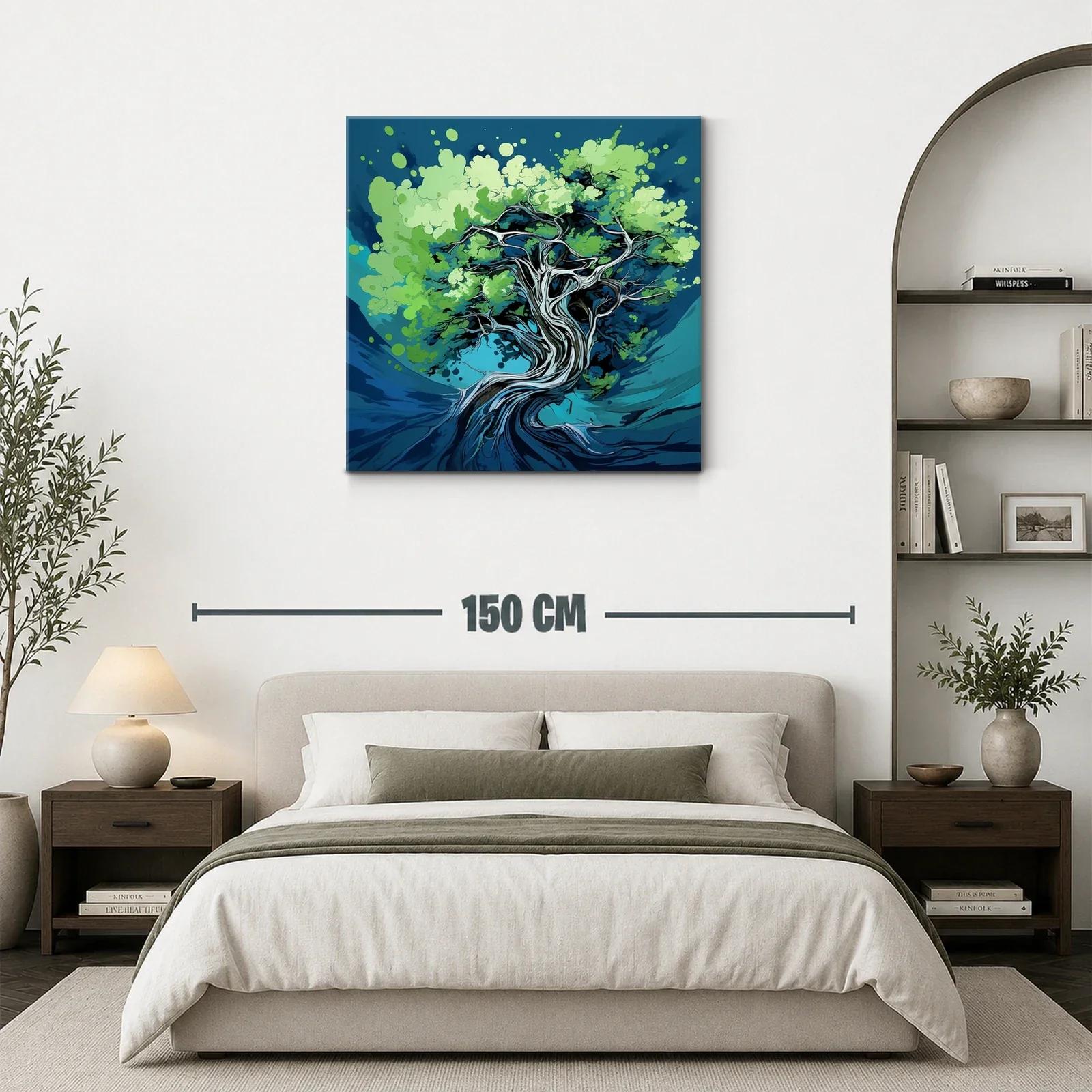 Árbol abstracto con ramas entrelazadas y hojas verdes — miniatura 3